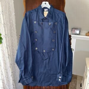 Scully Wah Maker Mens 100 Percent Cotton Cavalry Bib Shirt XL navy blue